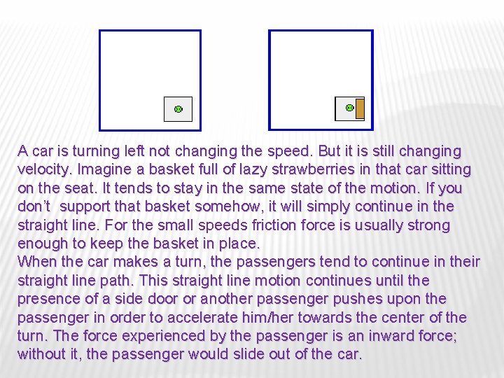 A car is turning left not changing the speed. But it is still changing