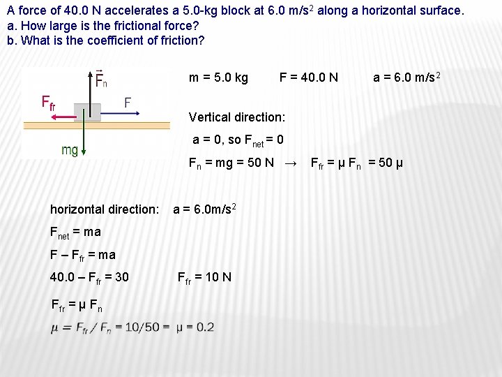 A force of 40. 0 N accelerates a 5. 0 -kg block at 6.