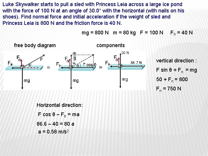 Luke Skywalker starts to pull a sled with Princess Leia across a large ice