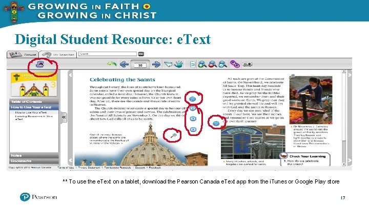 Digital Student Resource: e. Text ** To use the e. Text on a tablet,