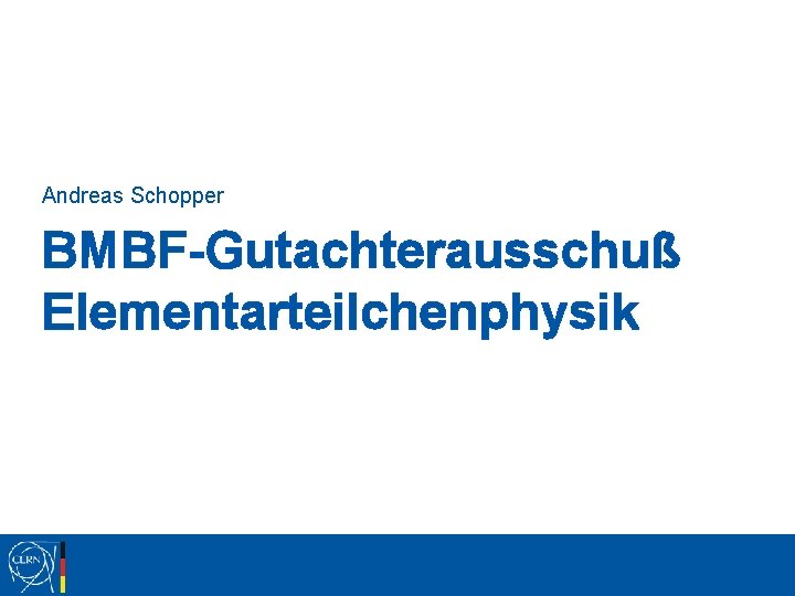 Andreas Schopper BMBF-Gutachterausschuß Elementarteilchenphysik 