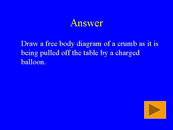 Answer Draw a free body diagram of a crumb as it is being pulled