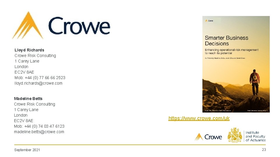 Lloyd Richards Crowe Risk Consulting 1 Carey Lane London EC 2 V 8 AE