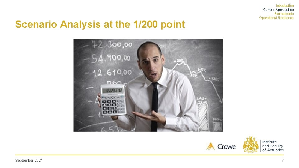 Scenario Analysis at the 1/200 point September 2021 Introduction Current Approaches Refinements Operational Resilience