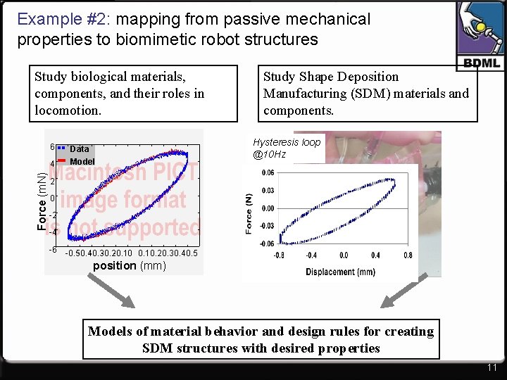 Example #2: mapping from passive mechanical properties to biomimetic robot structures Study biological materials,