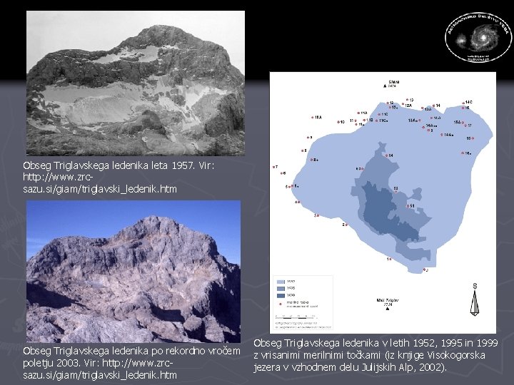 Obseg Triglavskega ledenika leta 1957. Vir: http: //www. zrcsazu. si/giam/triglavski_ledenik. htm Obseg Triglavskega ledenika