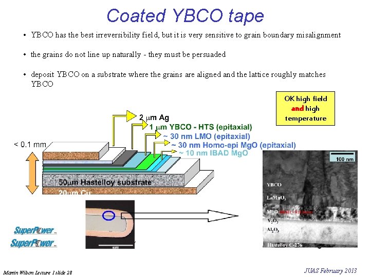 Coated YBCO tape • YBCO has the best irreversibility field, but it is very