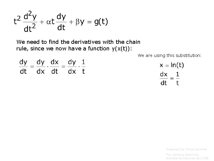 We need to find the derivatives with the chain rule, since we now have