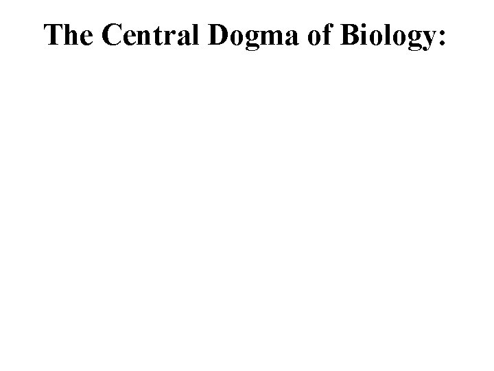 The Central Dogma of Biology: 