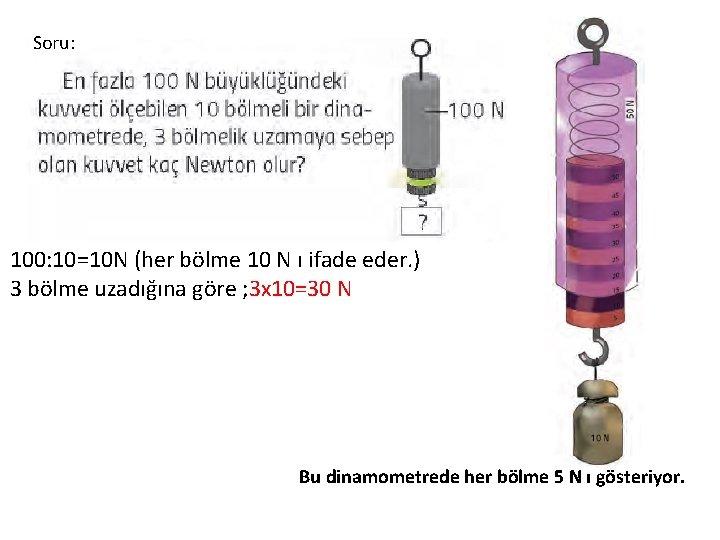 Soru: 100: 10=10 N (her bölme 10 N ı ifade eder. ) 3 bölme