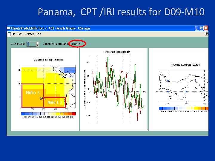 Panama, CPT /IRI results for D 09 -M 10 Niño 3 Niño 1. 2