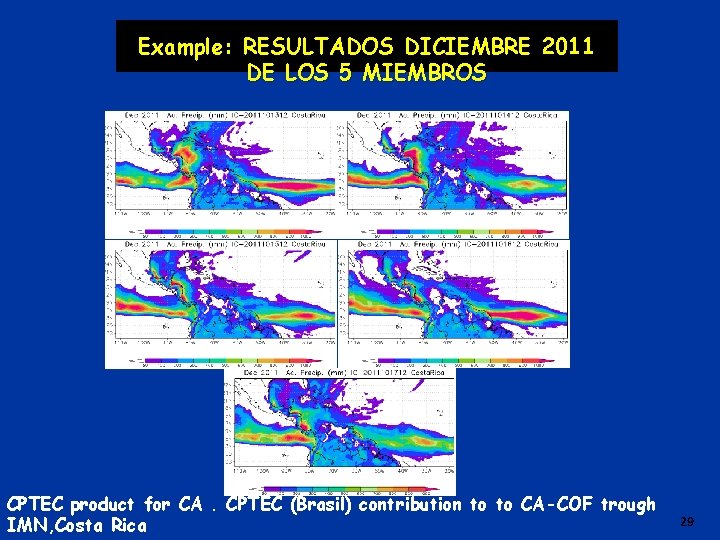 Example: RESULTADOS DICIEMBRE 2011 DE LOS 5 MIEMBROS CPTEC product for CA. CPTEC (Brasil)