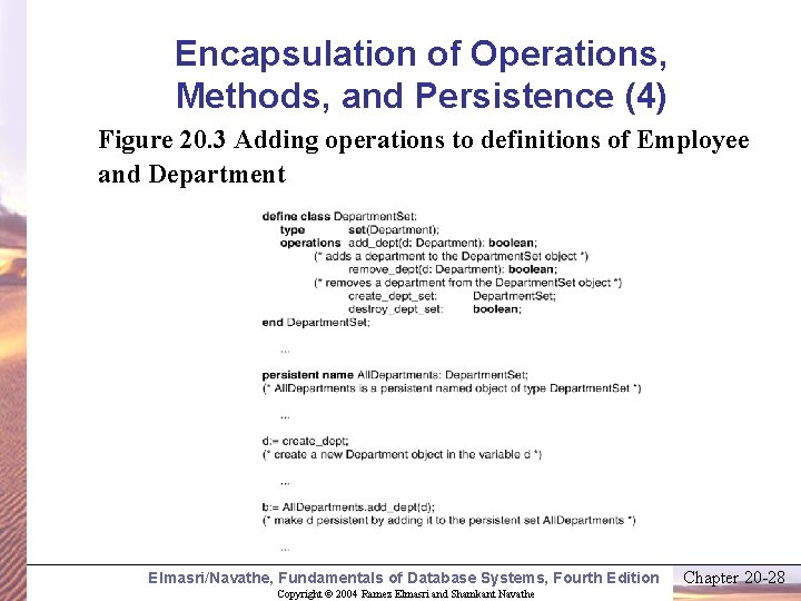 Encapsulation of Operations, Methods, and Persistence (4) Figure 20. 3 Adding operations to definitions