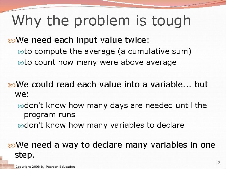 Why the problem is tough We need each input value twice: to compute the Why the problem is tough We need each input value twice: to compute the