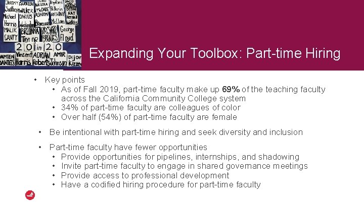 Expanding Your Toolbox: Part-time Hiring • Key points • As of Fall 2019, part-time