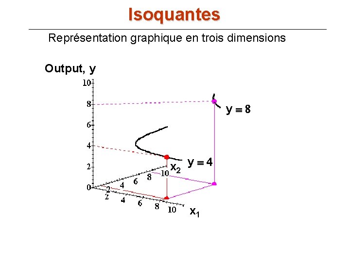 Isoquantes Représentation graphique en trois dimensions Output, y yº 8 x 2 y º