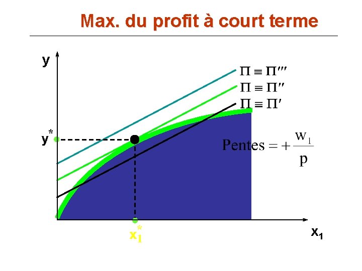 Max. du profit à court terme y x 1 