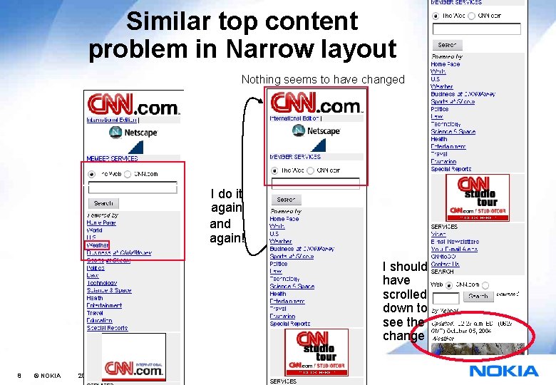 Similar top content problem in Narrow layout Nothing seems to have changed I do