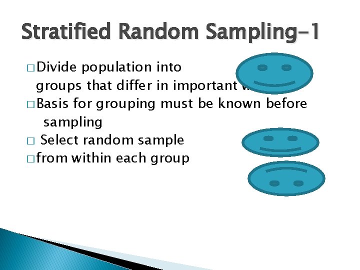 Stratified Random Sampling-1 � Divide population into groups that differ in important ways � Stratified Random Sampling-1 � Divide population into groups that differ in important ways �