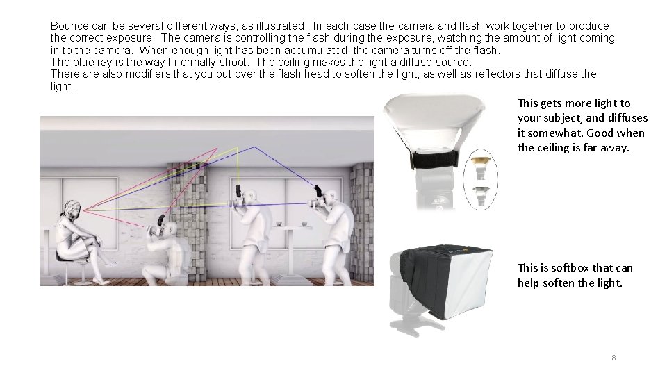Bounce can be several different ways, as illustrated. In each case the camera and Bounce can be several different ways, as illustrated. In each case the camera and