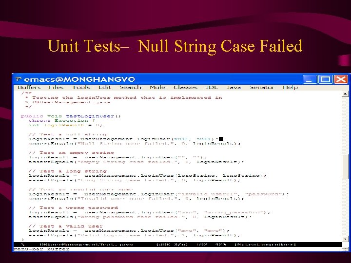 Unit Tests– Null String Case Failed 
