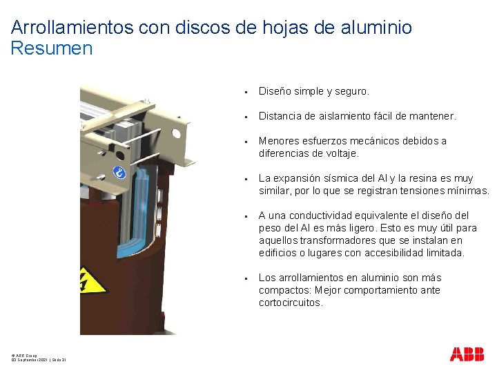 Arrollamientos con discos de hojas de aluminio Resumen © ABB Group 03 September 2021