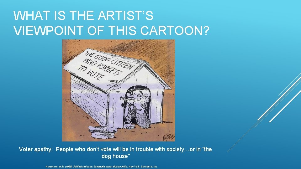 WHAT IS THE ARTIST’S VIEWPOINT OF THIS CARTOON? Voter apathy: People who don’t vote