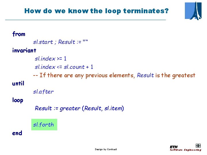 How do we know the loop terminates? from sl. start ; Result : =