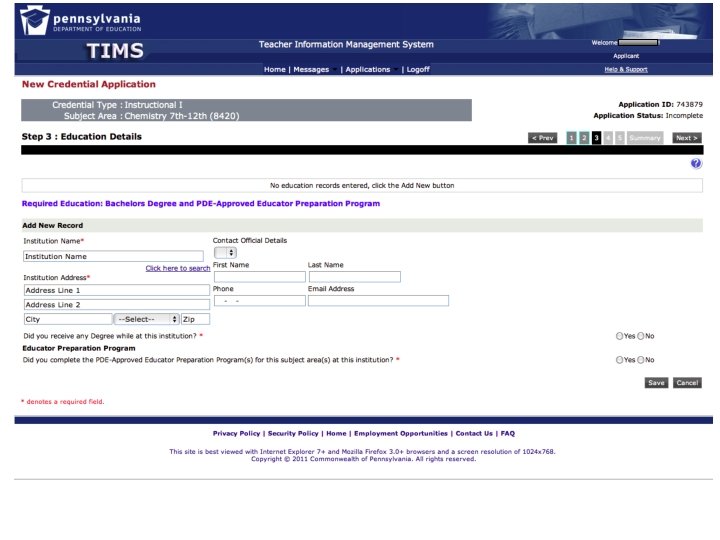 Certification Application 