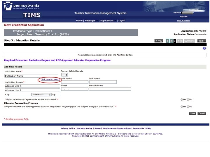 Certification Application 