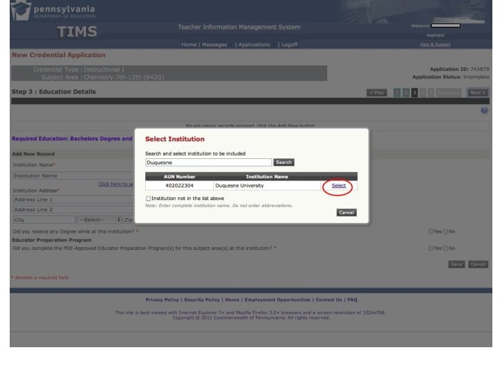 Certification Application 