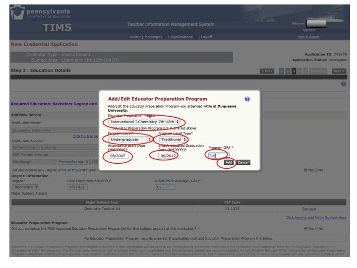 Certification Application 