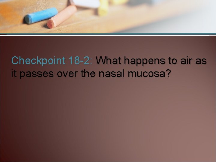 Checkpoint 18 -2: What happens to air as it passes over the nasal mucosa?