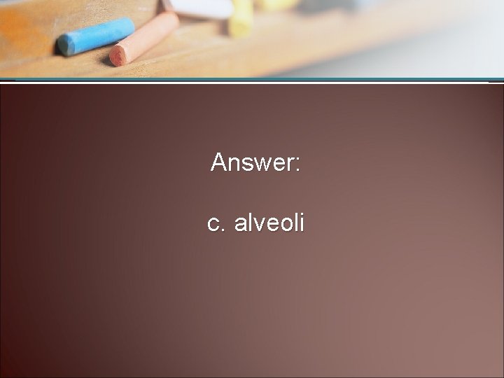 Answer: c. alveoli 