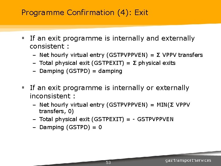 Programme Confirmation (4): Exit § If an exit programme is internally and externally consistent