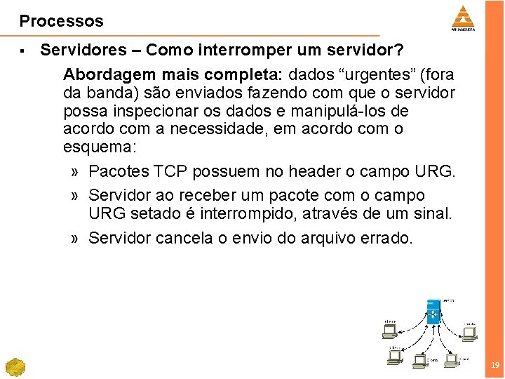 Processos § Servidores – Como interromper um servidor? Abordagem mais completa: dados “urgentes” (fora