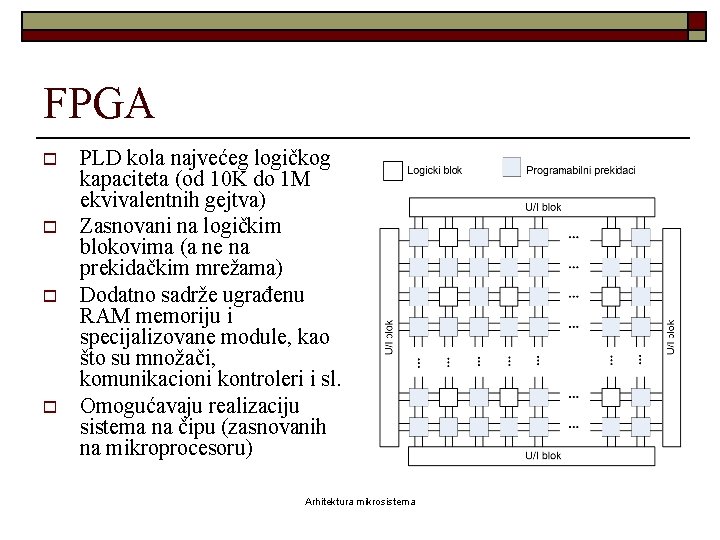 FPGA o o PLD kola najvećeg logičkog kapaciteta (od 10 K do 1 M