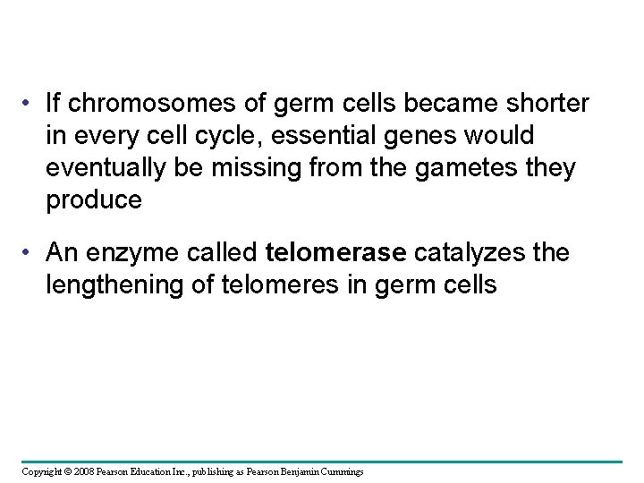  • If chromosomes of germ cells became shorter in every cell cycle, essential