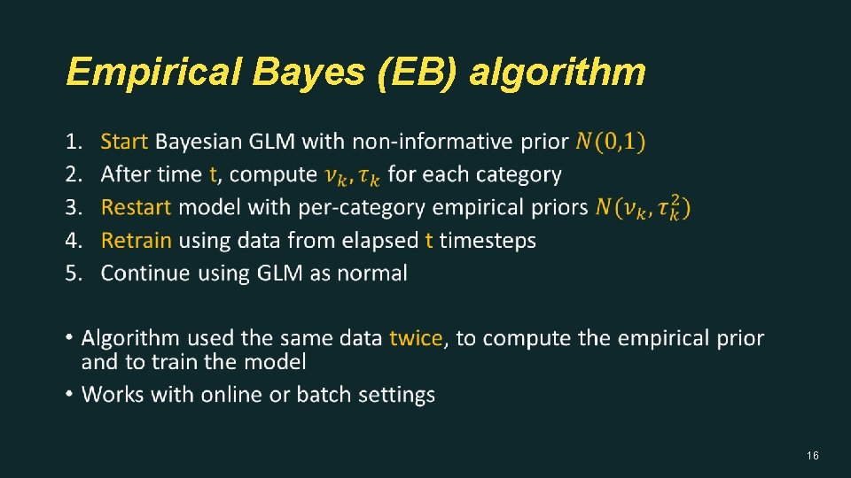 Empirical Bayes (EB) algorithm • 16 