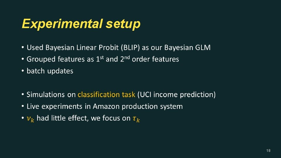 Experimental setup • 18 