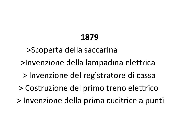 1879 >Scoperta della saccarina >Invenzione della lampadina elettrica > Invenzione del registratore di cassa