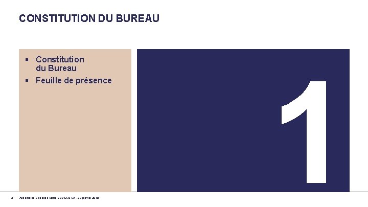 CONSTITUTION DU BUREAU § Constitution du Bureau § Feuille de présence 3 Assemblée Générale