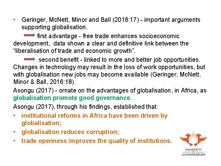  • Geringer, Mc. Nett, Minor and Ball (2016: 17) - important arguments supporting