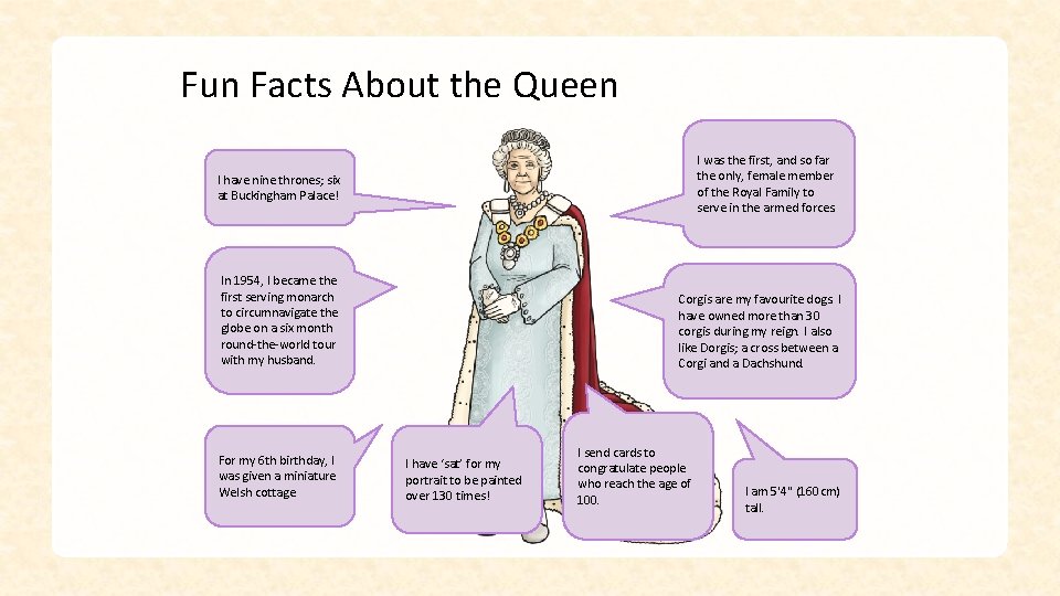 Fun Facts About the Queen I was the first, and so far the only,