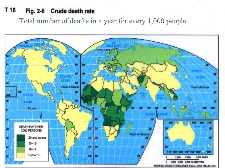Total number of deaths in a year for every 1, 000 people 