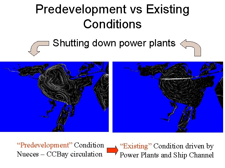 Predevelopment vs Existing Conditions Shutting down power plants “Predevelopment” Condition Nueces – CCBay circulation