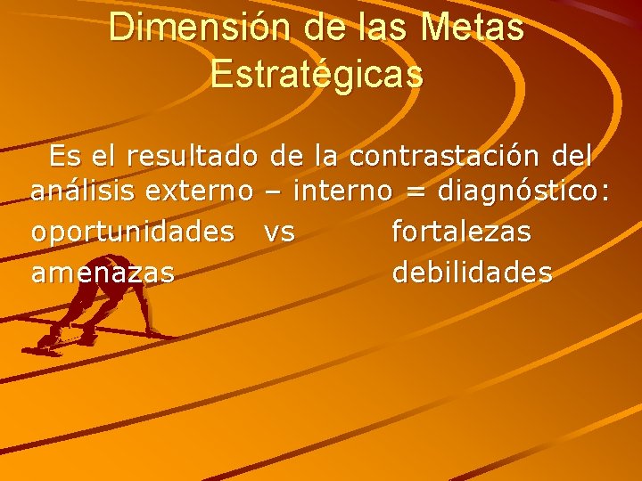Dimensión de las Metas Estratégicas Es el resultado de la contrastación del análisis externo