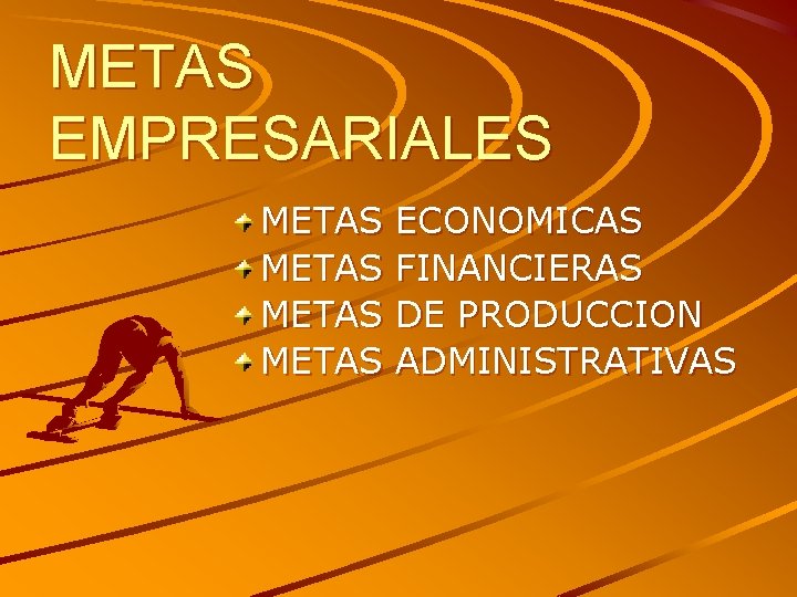 METAS EMPRESARIALES METAS ECONOMICAS FINANCIERAS DE PRODUCCION ADMINISTRATIVAS 