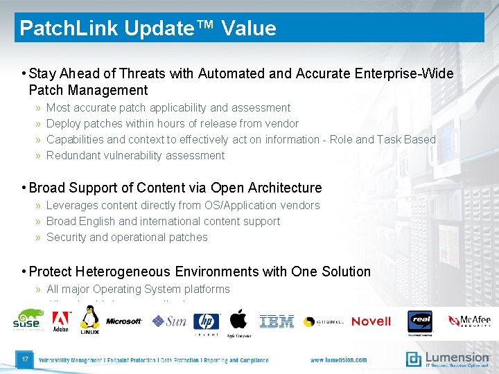 Patch. Link Update™ Value • Stay Ahead of Threats with Automated and Accurate Enterprise-Wide