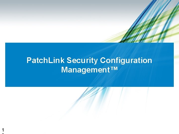 Patch. Link Security Configuration Management™ 1 